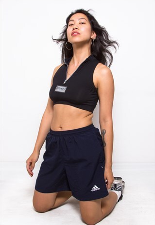 VINTAGE 90S ADIDAS NAVY SPRINTER SHORTS ID:6212