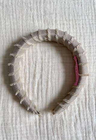 PADDED HEADBAND IN BEIGE LINEN