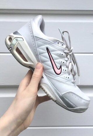 WOMENS VINTAGE NIKE AIR WHITE TRAINERS PINK LACE UP SHOES