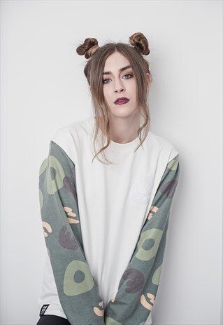 SWEATSHIRT TEE WITH JERSEY CAMO SLEEVES (OFF WHITE)