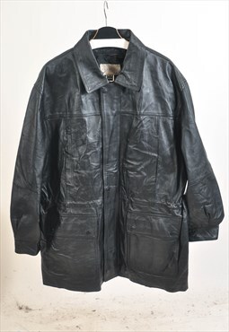 Vintage 90s real leather parka coat 