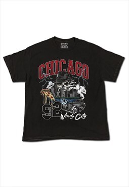 Chicago Windy City Oversized T-Shirt - Solid Black
