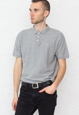 90S VINTAGE GREY FILA SHORT SLEEVE POLO SHIRT