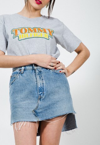 VINTAGE 80S REWORKED HIGH WAISTED DENIM SKIRT / 0235