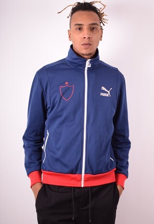 PUMA MENS VINTAGE TRACKSUIT TOP JACKET MEDIUM BLUE 90S
