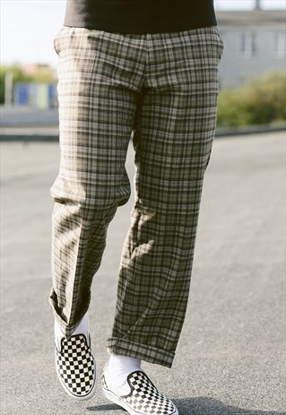 VINTAGE 80S CHECK PRINT PLAID TROUSERS