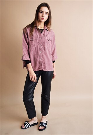 VINTAGE 90'S RETRO MINIMALIST NEUTRAL SILK SHIRT BLOUSE TOP