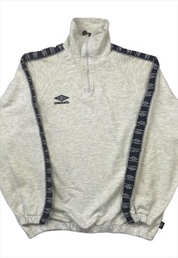 Umbro Vintage Men's Grey 1/4 Zip Sweater