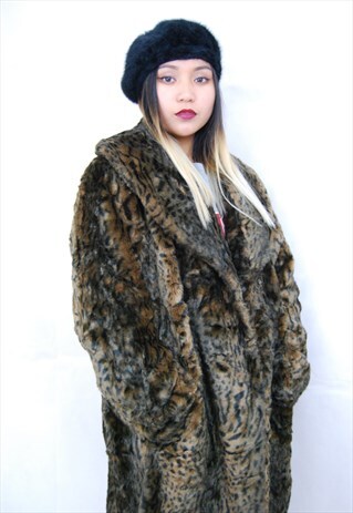 LEOPARD PRINT FAUX FUR COAT (1990'S)