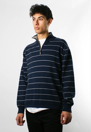 NAUTICA SWEATSHIRT, 1/4 ZIP STRIPED JUMPER