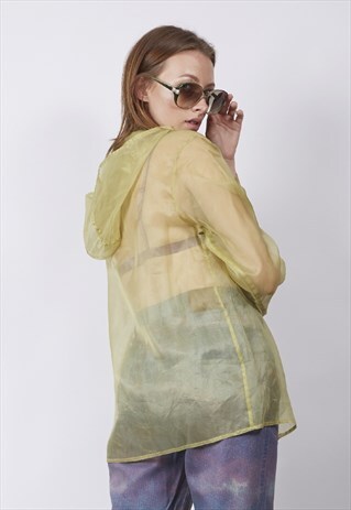 VINTAGE 90'S FESTIVAL LIME ORGANZA HOODED JACKET