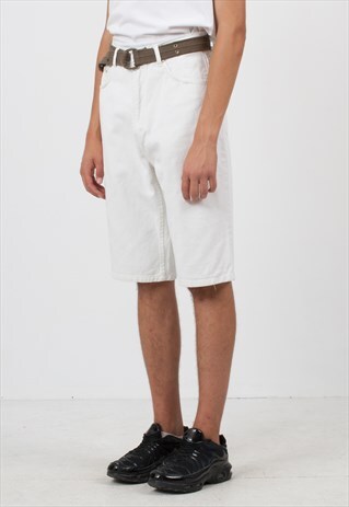 VINTAGE RETRO WHITE DENIM MIDI SHORTS