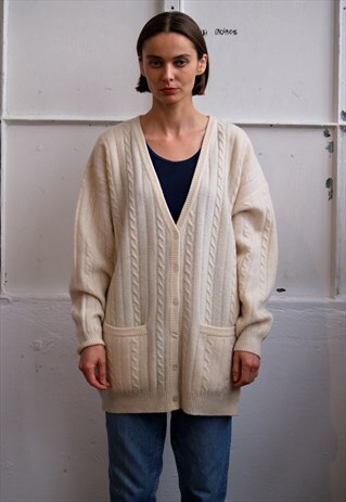 VINTAGE 80' BEAUTIFUL CREAM CLASSIC WOOL JUMPER
