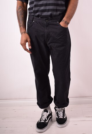 YVES SAINT LAURENT MENS VINTAGE TROUSERS W34 L32 BLACK 90S
