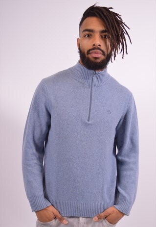 SERGIO TACCHINI MENS VINTAGE JUMPER SWEATER MEDIUM BLUE 90S
