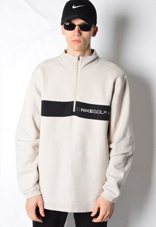 BEIGE NIKE GOLF 1/2 ZIPPER SWEATSHIRT JUMPER