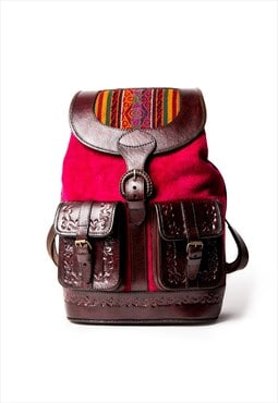MOCHATA FUCHSIA - Special Suede and Leather Backpack