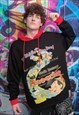 PINOCCHIO HOODIE ITALIAN RETRO CARTOON PULLOVER IN BLACK