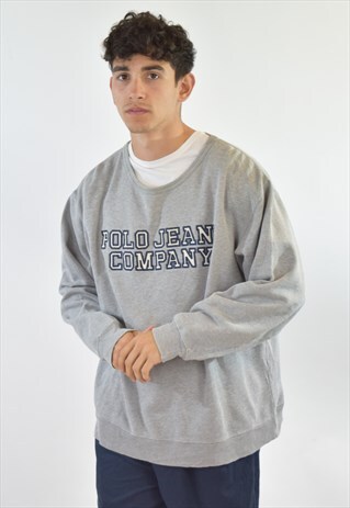 VINTAGE 90S GREY RALPH LAUREN CREW NECK SWEATSHIRT