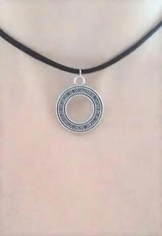 SILVER CIRCLE CHOKER - BLACK SUEDE CHOKER NECKLACE