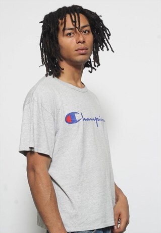 VINTAGE CHAMPION LOGO T-SHIRT GREY