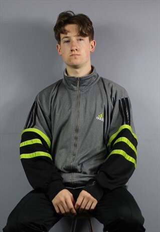 VINTAGE ADIDAS WINDBREAKER JACKET IN GREY WITH REMOVABLE SLE