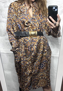 Satin Kaleidoscope Print Robe Wrap Dress - One size 