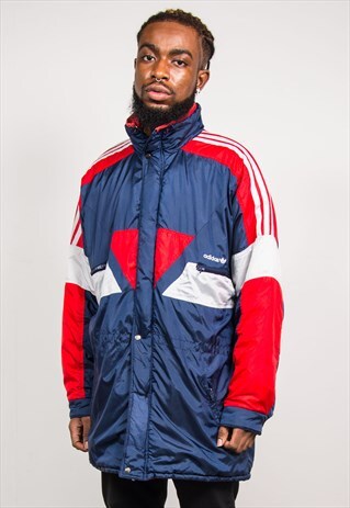 90'S ADIDAS NAVY BLUE PADDED STYLE COACH JACKET COAT
