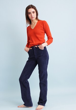 70'S RETRO MINIMALIST CLASSY HIGHWAISTED CORDUROY TROUSERS