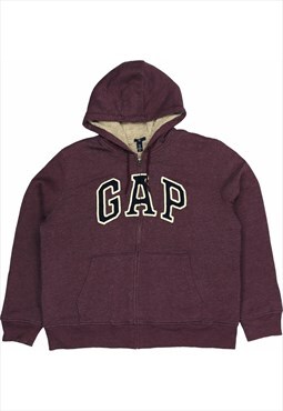 Vintage 90's Gap Hoodie Spellout Zip Up Burgundy