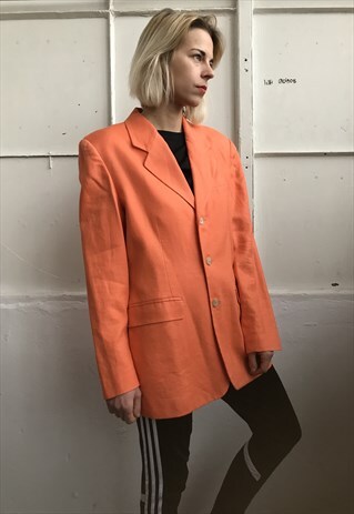 VINTAGE 80' AMAZING BEAUTIFUL ORANGE LINEN UNISEX JACKET