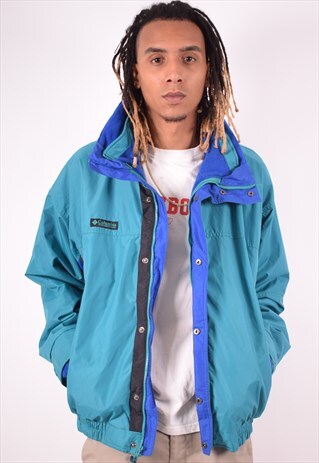 COLUMBIA MENS VINTAGE WINDBREAKER JACKET LARGE GREEN 90S