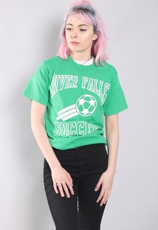 VINTAGE RIVER FALLS SOCCER USA GRAPHIC PRINT T-SHIRT