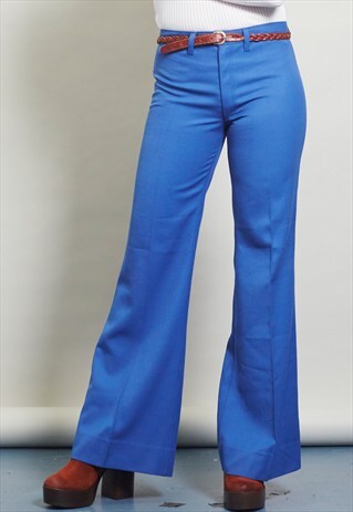 VINTAGE HIGH WAISTED 70'S BLUE FLARED TROUSERS
