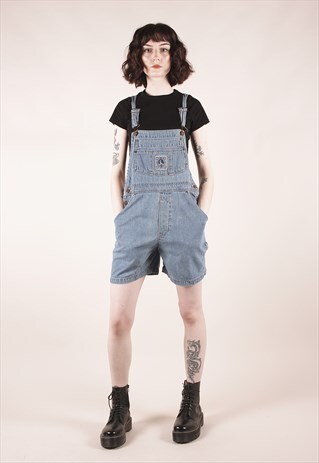 VINTAGE 90S LIGHT BLUE DENIM SHORT DUNGAREES /MM2068