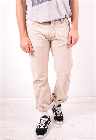 LEVI'S 512 MENS VINTAGE CORDUROY TROUSERS W33 L28 BEIGE 90S