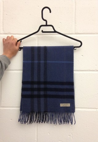 ONE OFF CLASSIC MIDNIGHT BLUE TARTAN BURBERRY CASHMERE SCARF