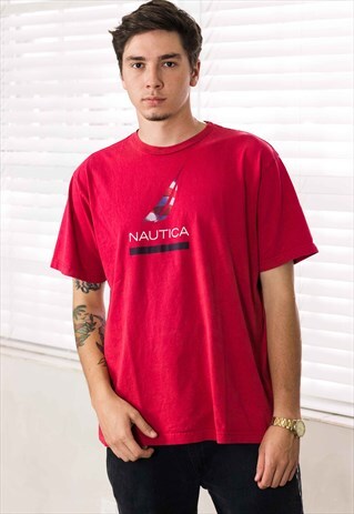 VINTAGE NAUTICA T-SHIRT LOGO 90S L 7.5
