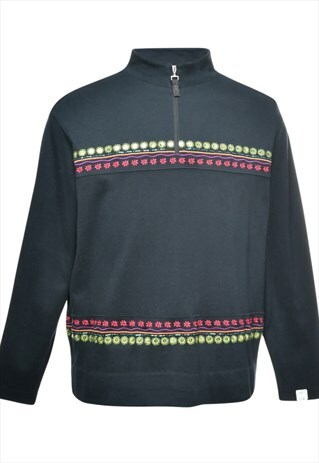 BEYOND RETRO VINTAGE BLACK PRINTED SWEATSHIRT - M