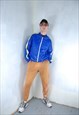 VINTAGE 90'S FUNKY FESTIVAL BOMBER JACKET IN BRIGHT BLUE