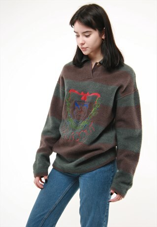 90S VINTAGE VTG RARE ITALIAN WOOL ABSTRACT JUMPER 309