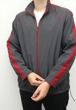 Vintage Nike - Red and Grey Embroidered Windbreaker - XLarge