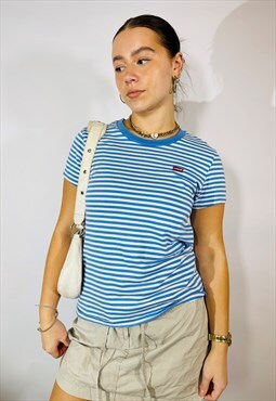 Vintage Size M Levi's Stripe T-Shirt in Blue