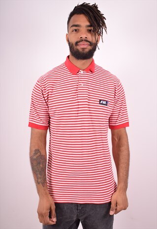 POLO RALPH LAUREN MENS VINTAGE POLO SHIRT MEDIUM RED STRIPES