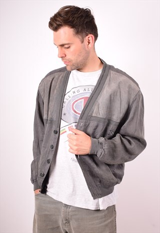 MENS VINTAGE BOMBER JACKET MEDIUM GREY 90S