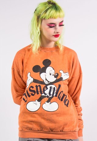 VINTAGE 90'S ORANGE DISNEYLAND MICKEY MOUSE SWEATSHIRT