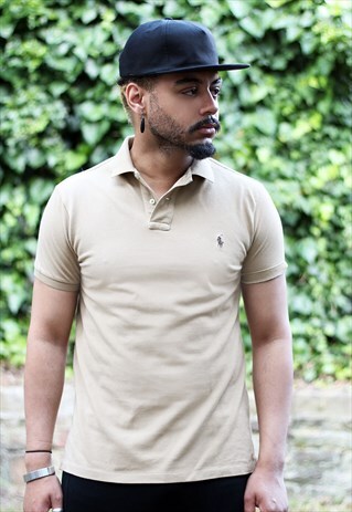 VINTAGE RALPH LAUREN BEIGE POLO SHIRT T-SHIRT