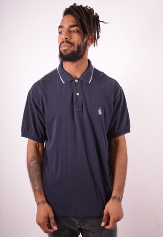 NAUTICA MENS VINTAGE POLO SHIRT LARGE NAVY BLUE 90S