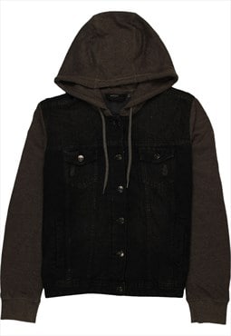 Vintage 90's Esmara Denim Jacket Hooded Button Up Black