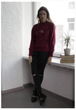 Vintage 90's Cherry Red High Neck Knitted Jumper